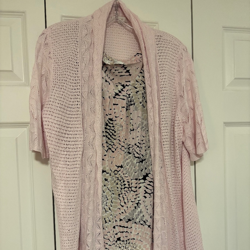 Pink Westport by Dress Barn 1X Cardigan and Pink/Black/White Jones 1X Tank